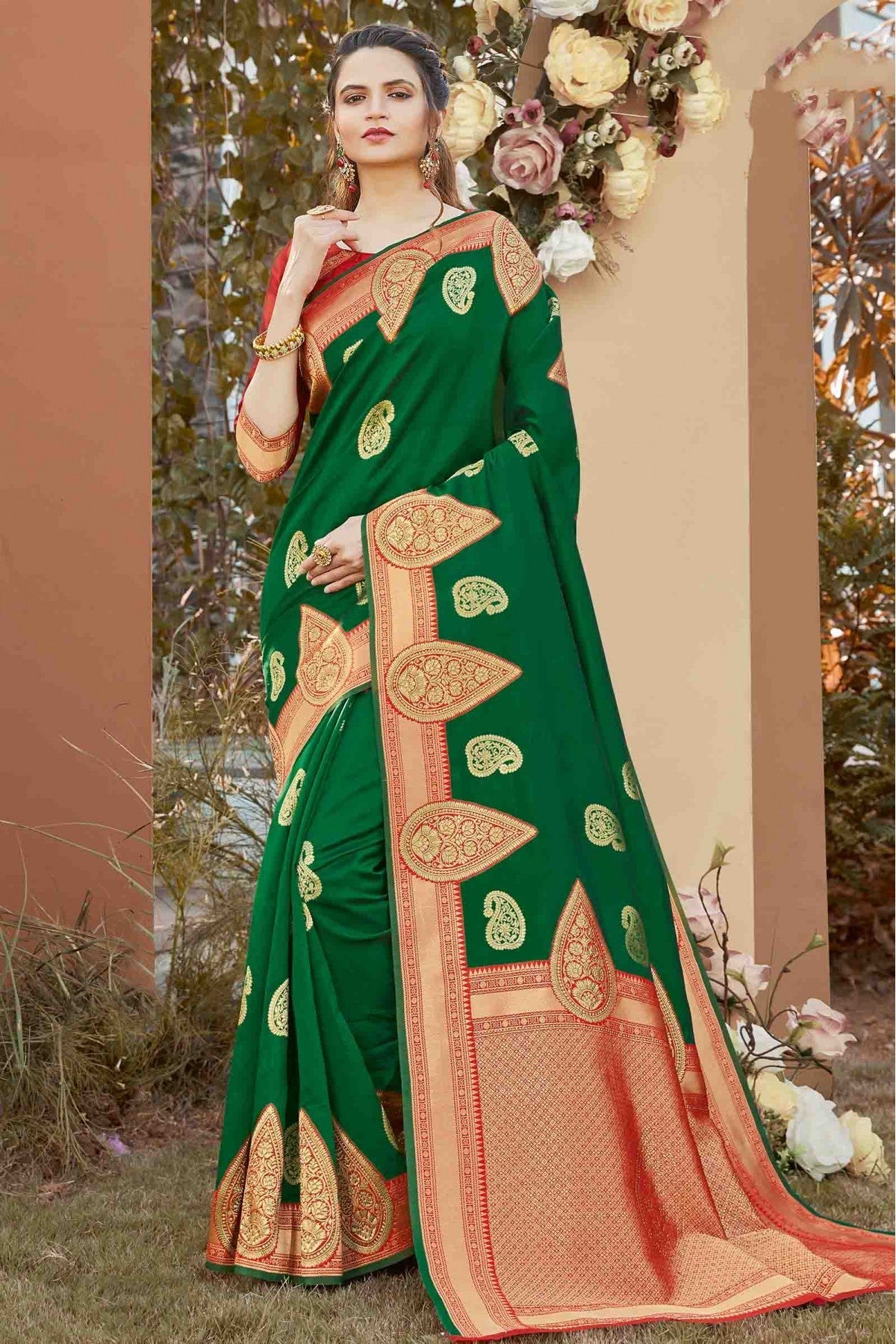 Green Colour Silk Traditional Saree