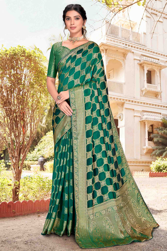 Green Colour Soft Silk Designer Saree