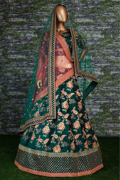 Green Colour Taffeta Silk Lehenga Choli