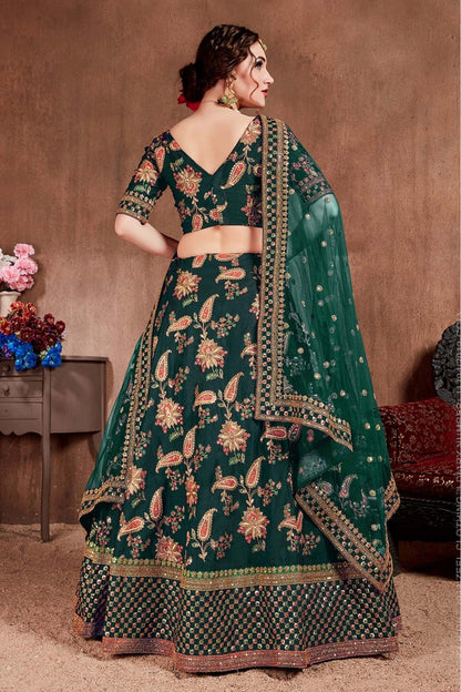 Green Colour Taffeta Silk Lehenga Choli