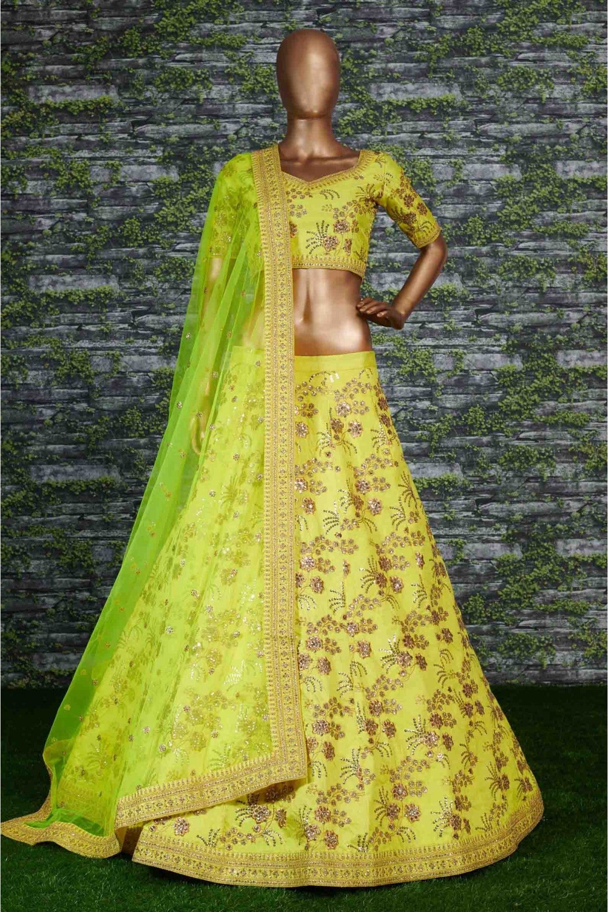 Green Colour Thai Silk Lehenga Choli