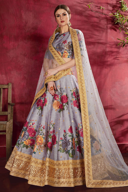 Grey Banglori Silk Designer Lehenga Choli