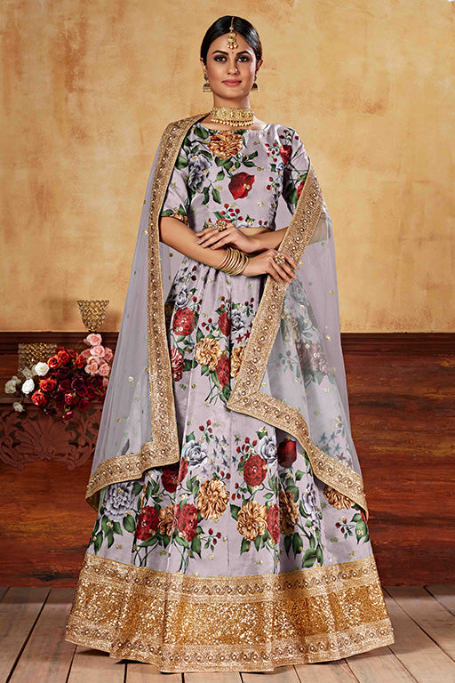 Grey Colour Art Silk Designer Lehenga Choli