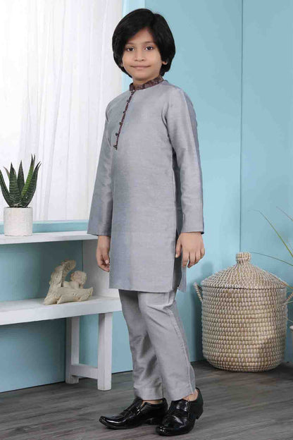 Grey Colour Cotton Silk Kurta Pajama VSBW1070079