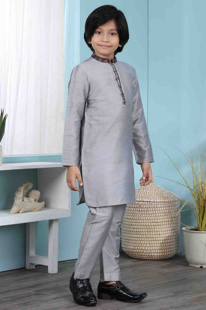 Grey Colour Cotton Silk Kurta Pajama VSBW1070079