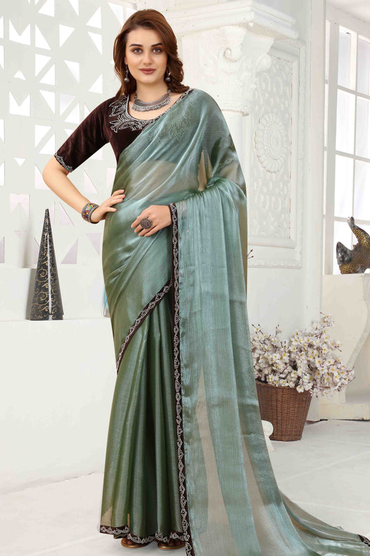 Grey Colour Jimmy Choo Crush Designer Saree