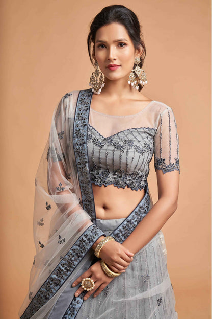 Grey Colour Net Lehenga Choli