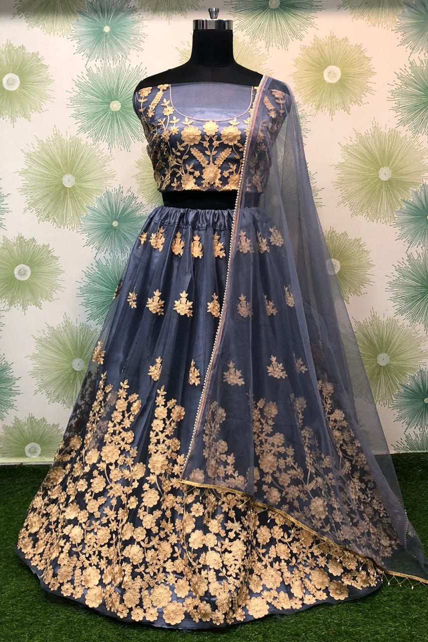 Grey Colour Net Lehenga Choli