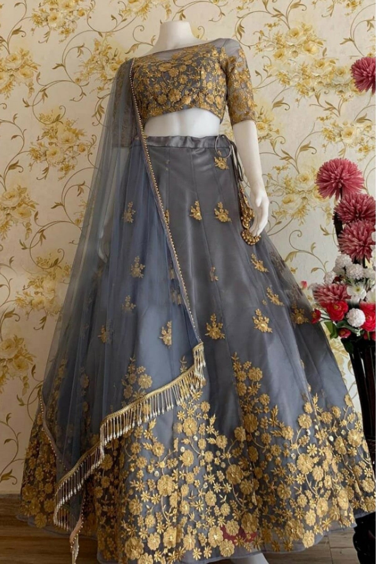 Grey Colour Net Lehenga Choli