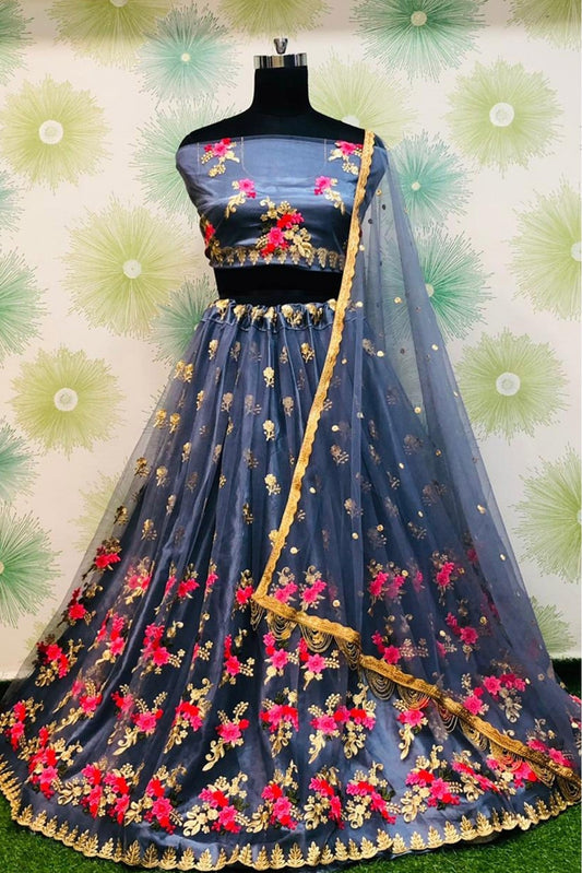 Grey Colour Net Lehenga Choli