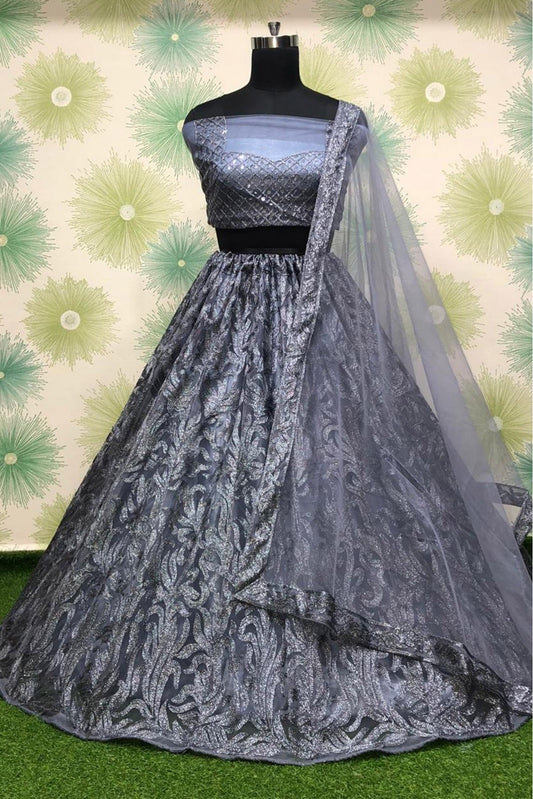 Grey Colour Net Lehenga Choli