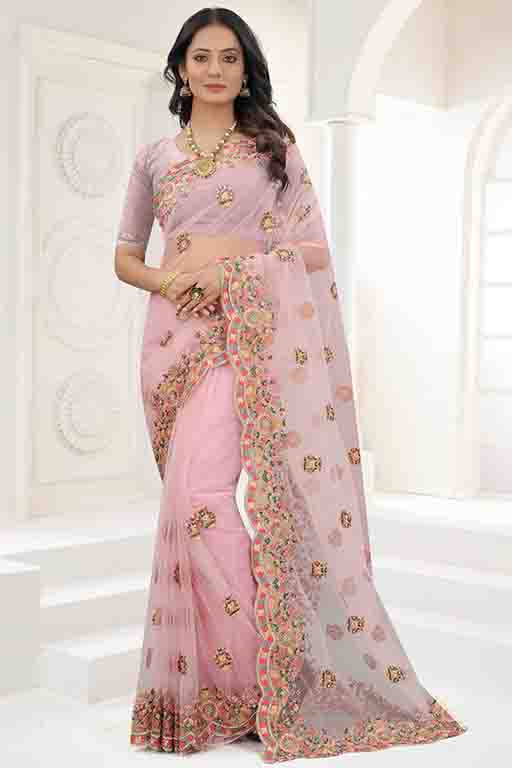 Lavender Colour Net Designer Saree