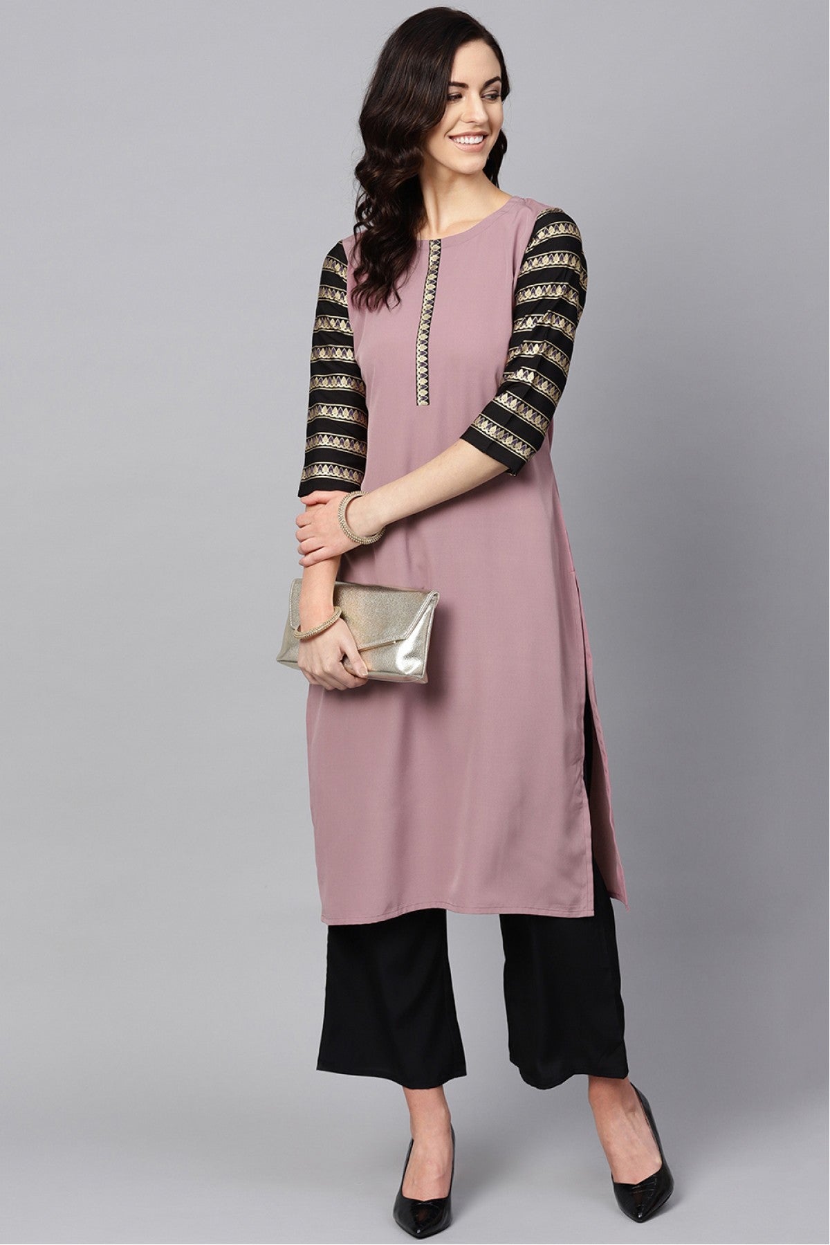 Light Purple Colour Plus Size Crepe Kurta Set