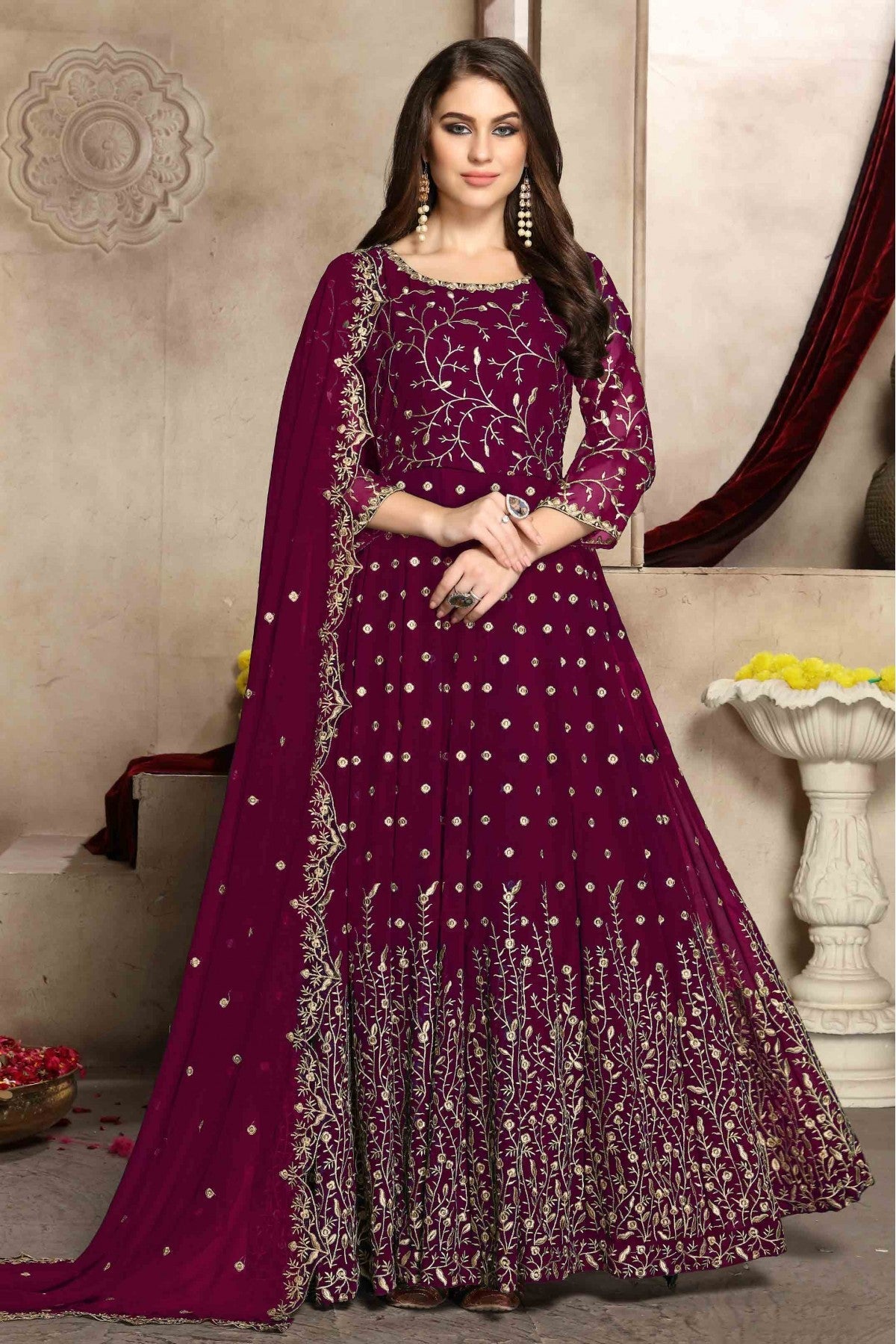 Magenta Colour Georgette Anarkali Suit