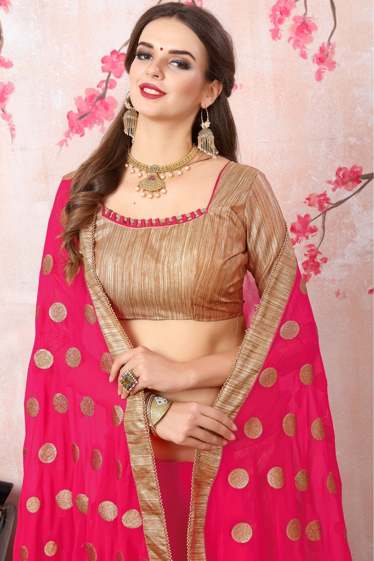 Magenta Colour Georgette Saree