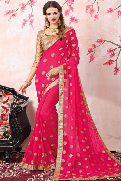 Magenta Colour Georgette Saree