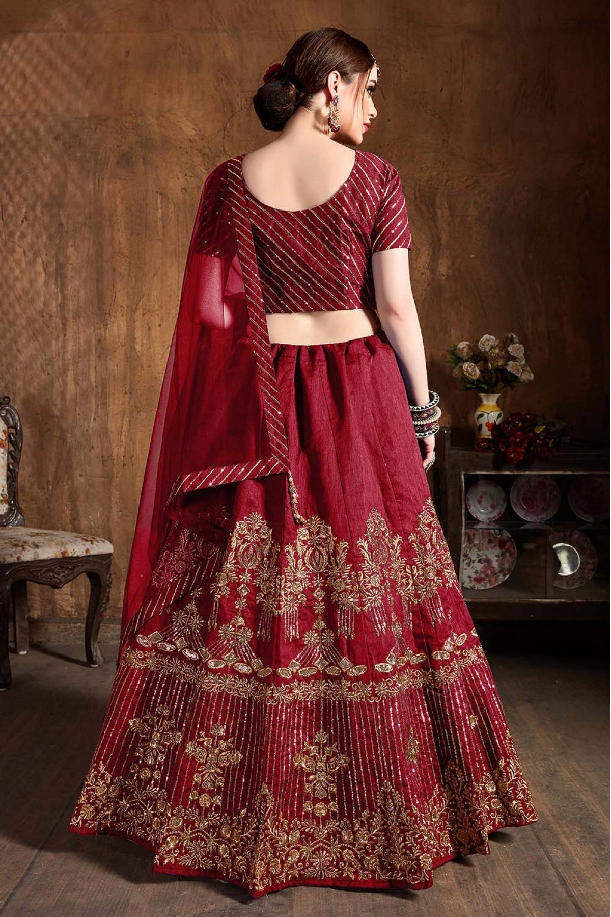 Maroon Colour Art Silk Lehenga Choli