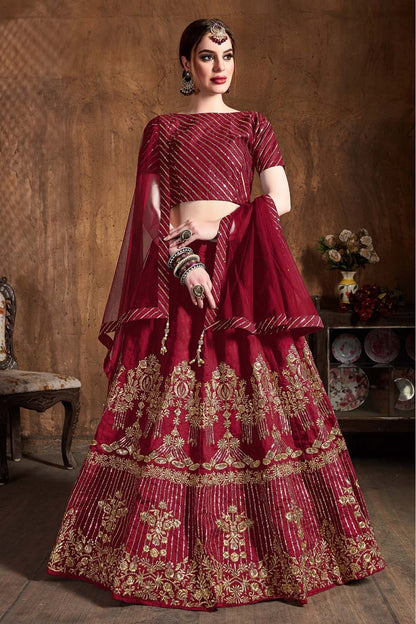 Maroon Colour Art Silk Lehenga Choli