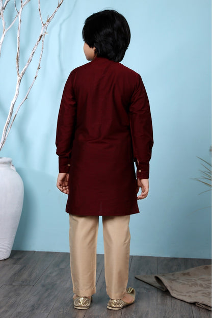 Maroon Colour Cotton Silk Kurta Pajama VSBW1070062