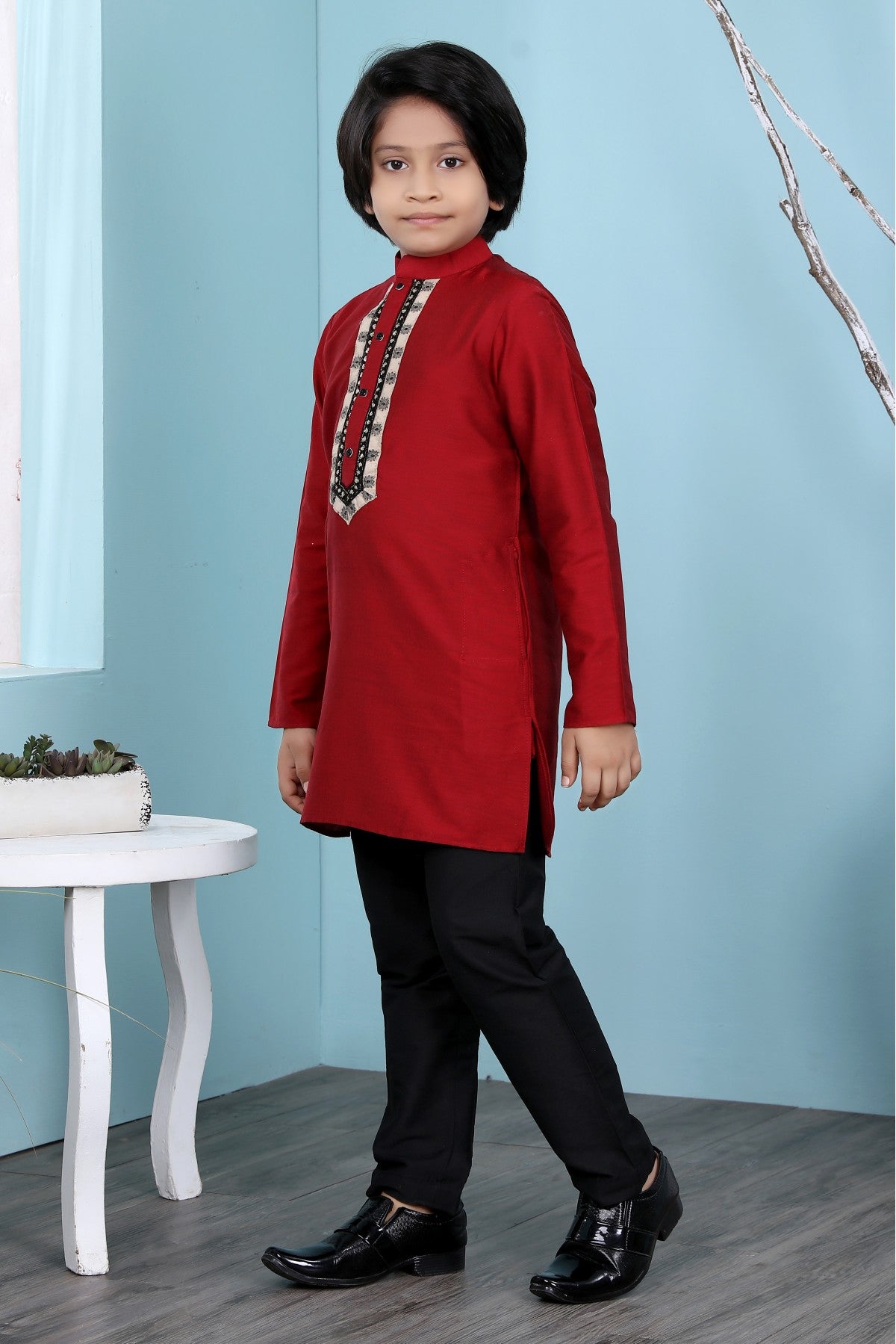 Maroon Colour Cotton Silk Kurta Pajama VSBW1070081