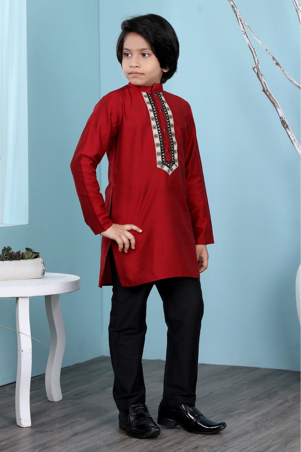 Maroon Colour Cotton Silk Kurta Pajama VSBW1070081