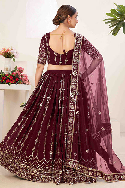 Maroon Colour Georgette Designer Lehenga Choli