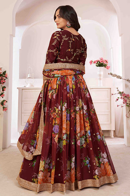 Maroon Colour Georgette Designer Lehenga Choli