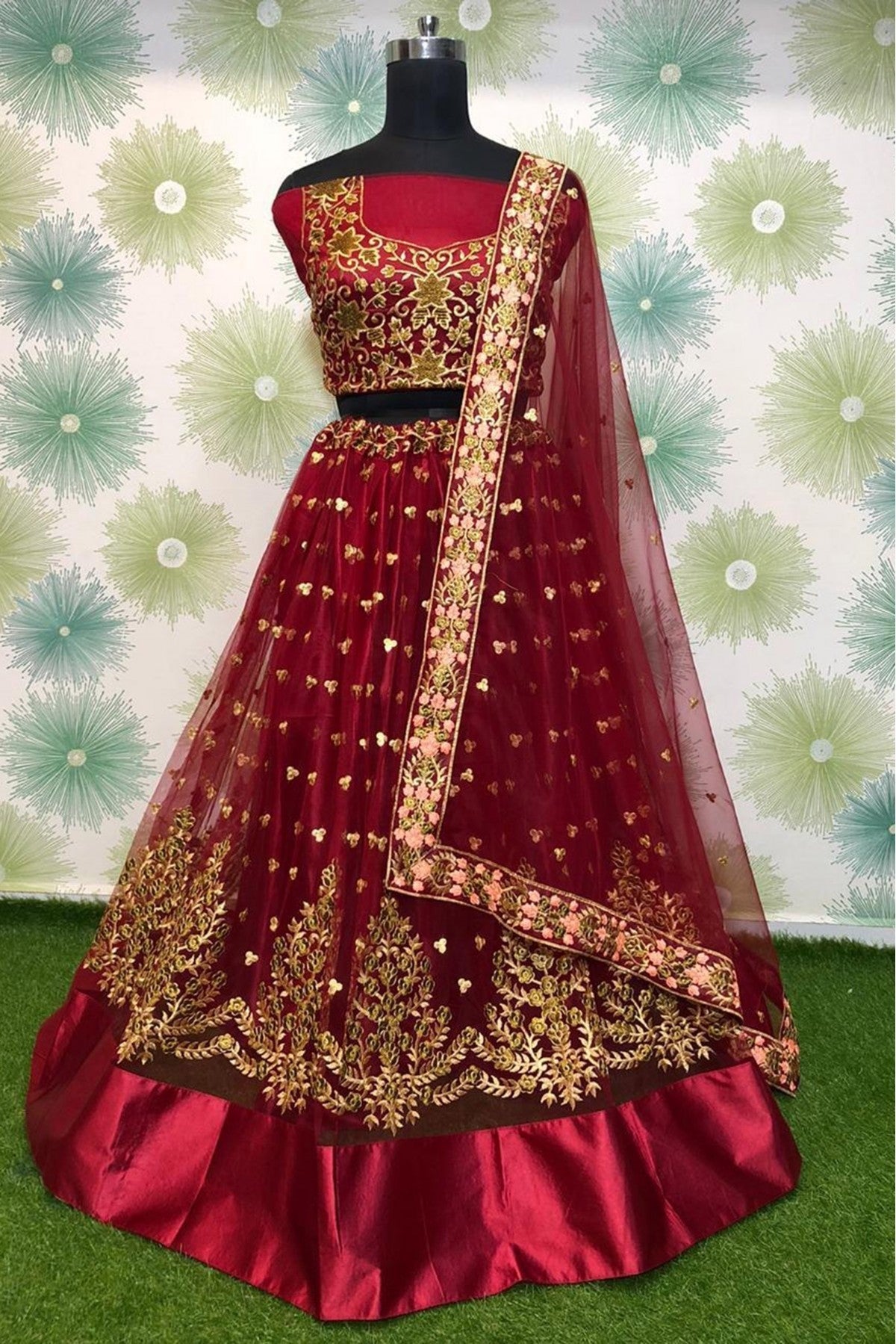 Maroon Colour Net Lehenga Choli