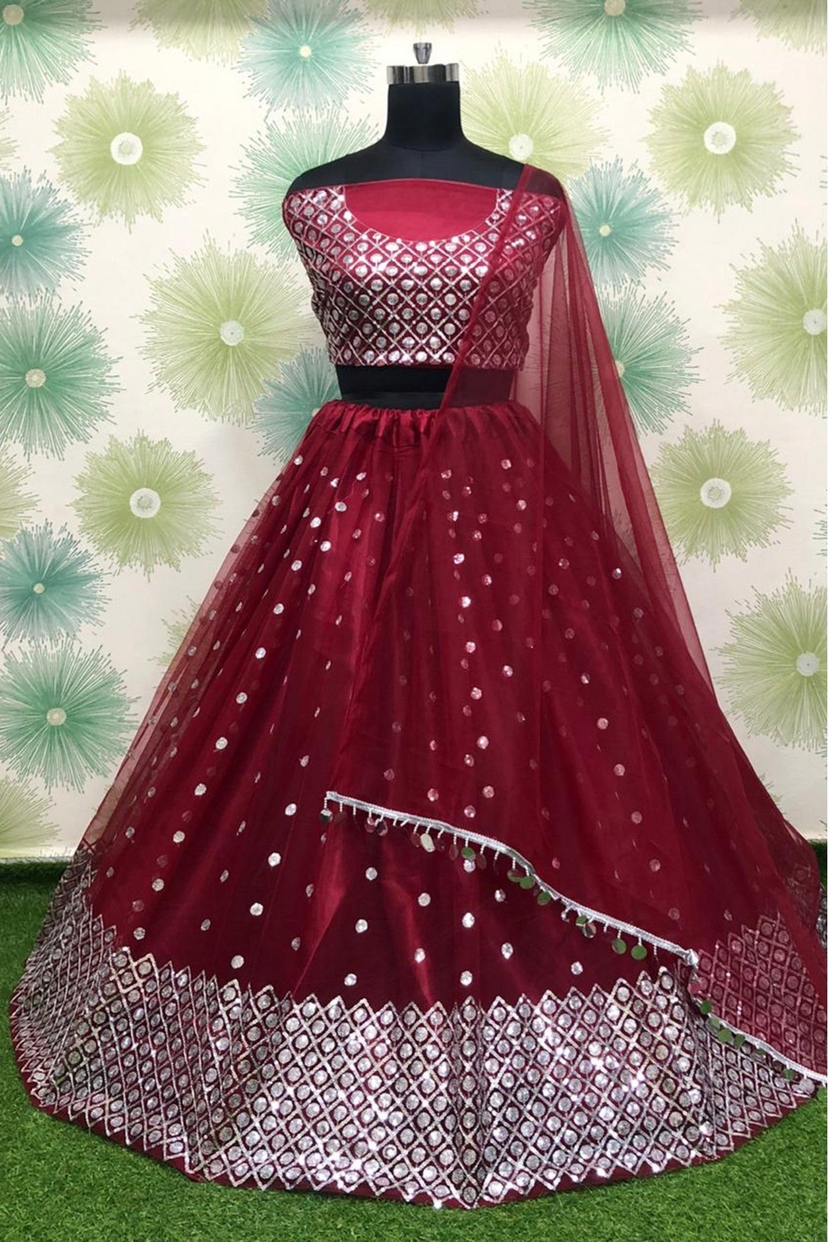 Maroon Colour Net Lehenga Choli