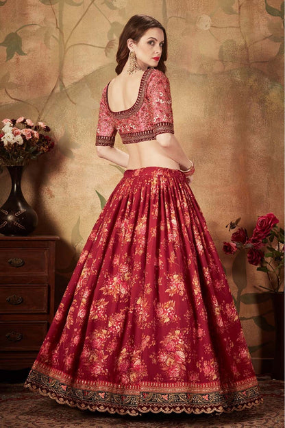 Maroon Colour Organza Lehenga Choli