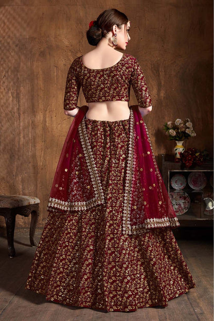 Maroon Colour Raw Silk Lehenga Choli