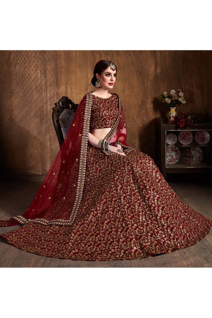 Maroon Colour Raw Silk Lehenga Choli