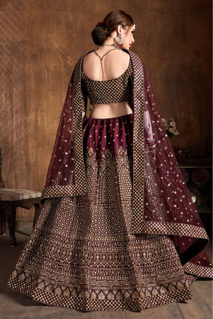 Maroon Colour Raw Silk Lehenga Choli