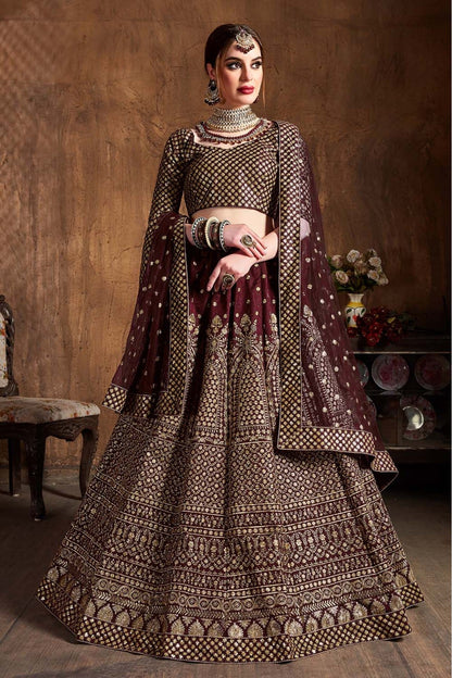 Maroon Colour Raw Silk Lehenga Choli