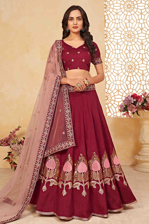 Maroon Colour Silk Designer Lehenga Choli