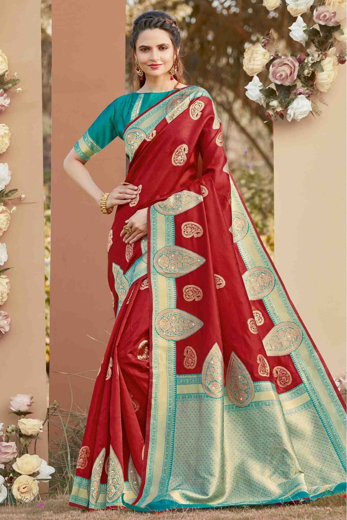 Maroon Colour Silk Traditional Saree