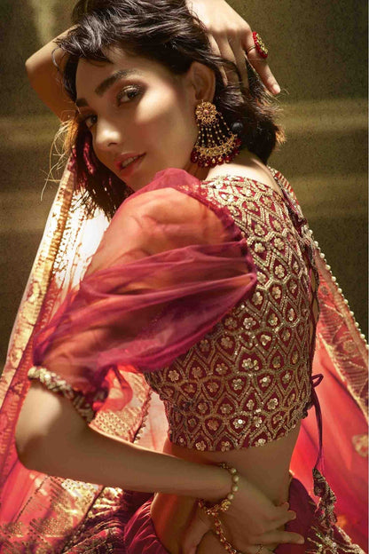 Maroon Colour Soft Net Embroidery Lehenga Choli