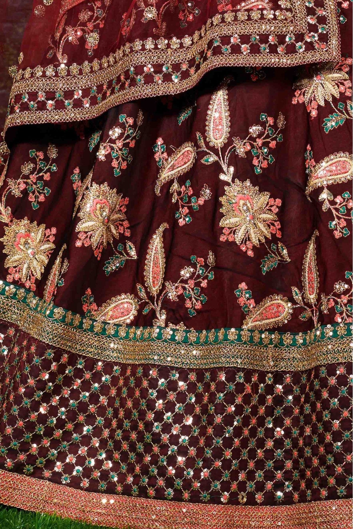 Maroon Colour Taffeta Silk Lehenga Choli