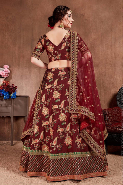 Maroon Colour Taffeta Silk Lehenga Choli