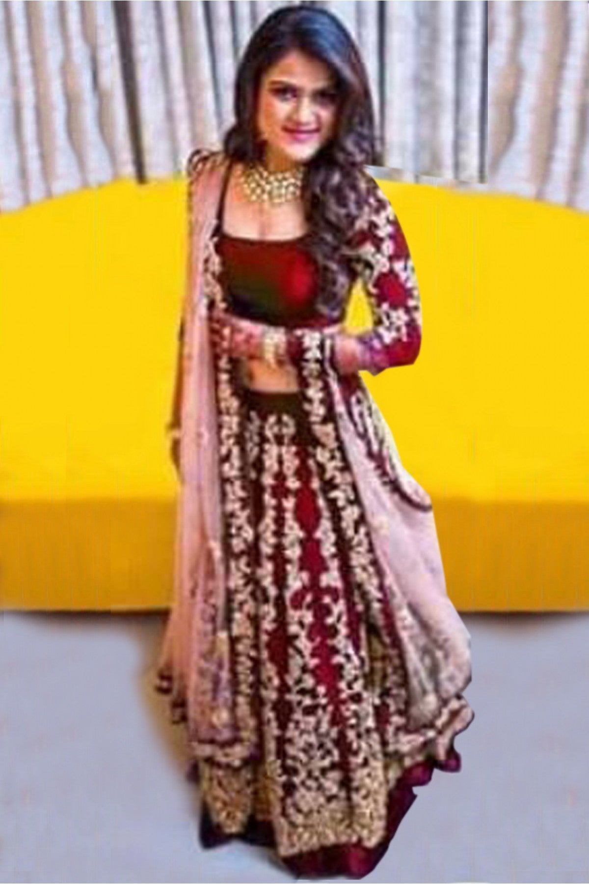 Maroon Colour Taffeta Silk Lehenga Choli