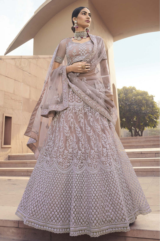 Mauve Colour Soft Net Sequins Work Lehenga Choli