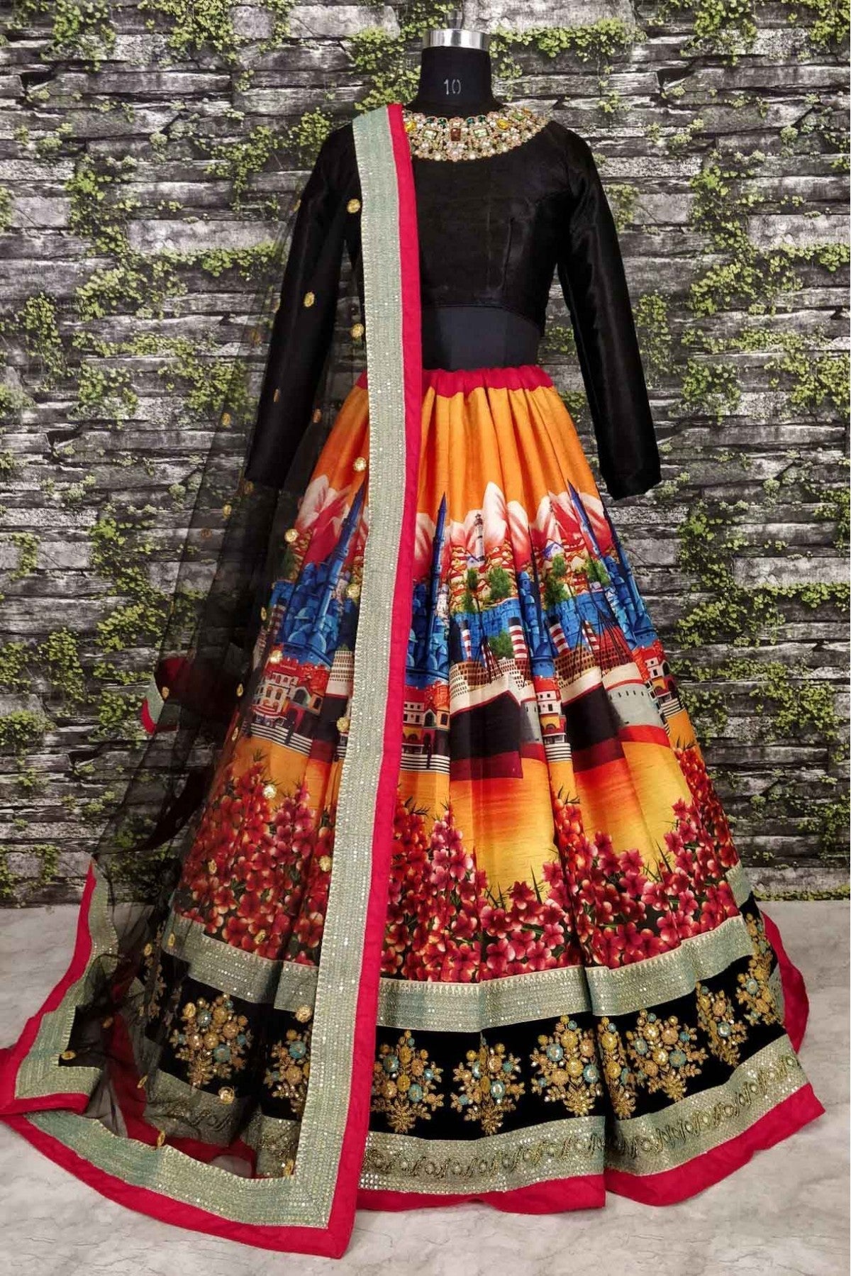 Multicolour Colour Art Silk Lehenga Choli