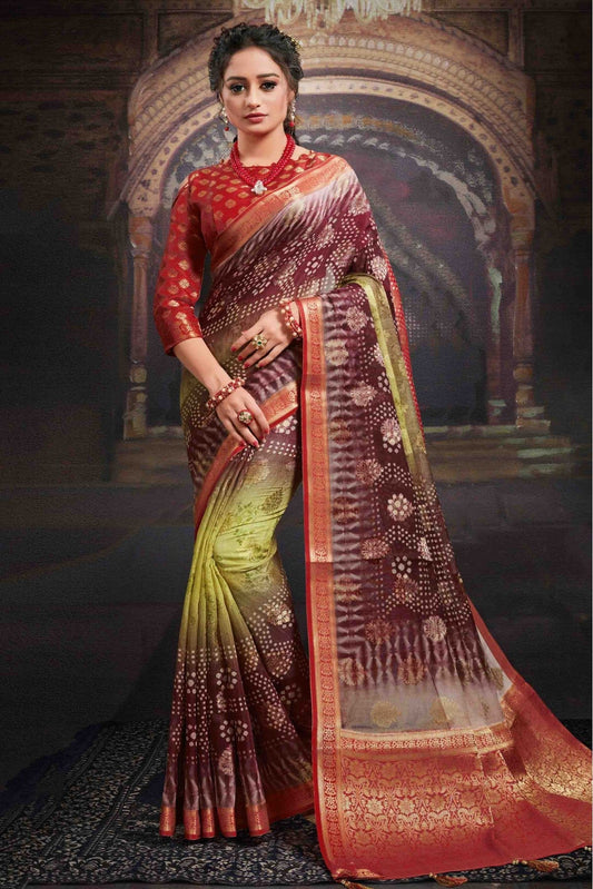 Multicolour Chanderi Jacquard Woven Saree