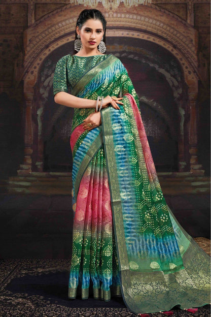 Multicolour Chanderi Jacquard Woven Saree