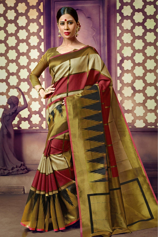 Multicolour Handloom Cotton Traditional Saree