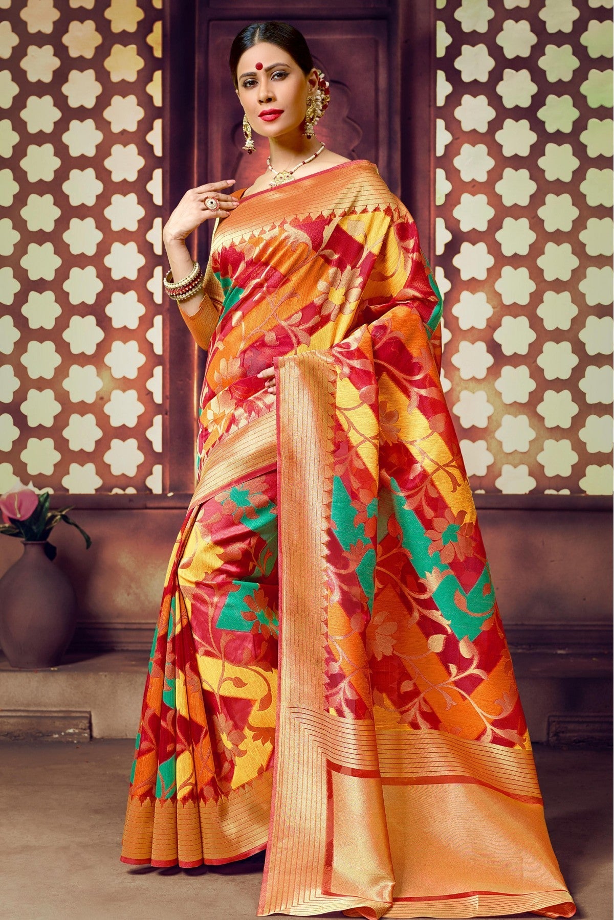 Multicolour Handloom Cotton Traditional Saree