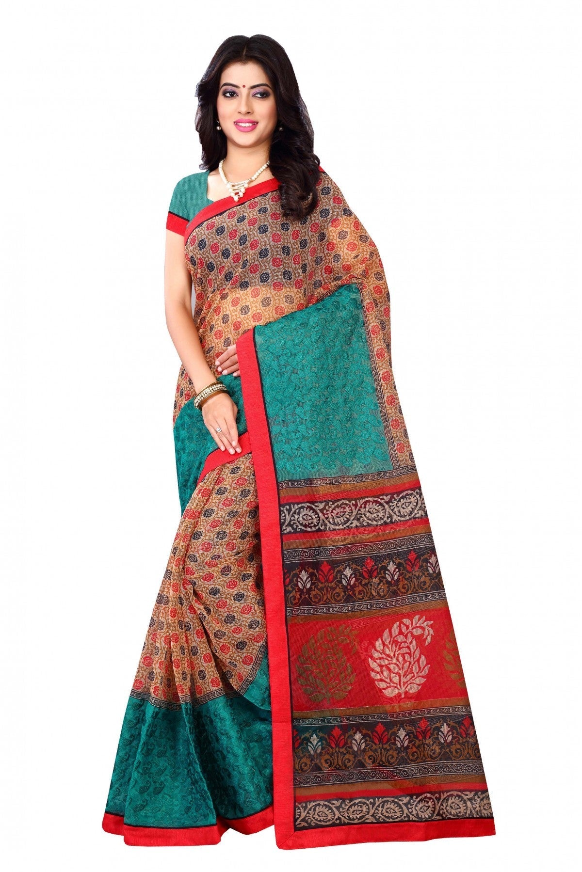 Multicolour Kota Silk Printed Saree