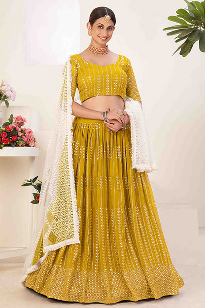 Mustard Colour Georgette Designer Lehenga Choli