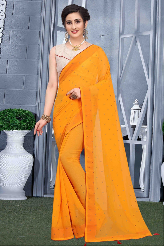 Mustard Colour Georgette Party Wear Saree