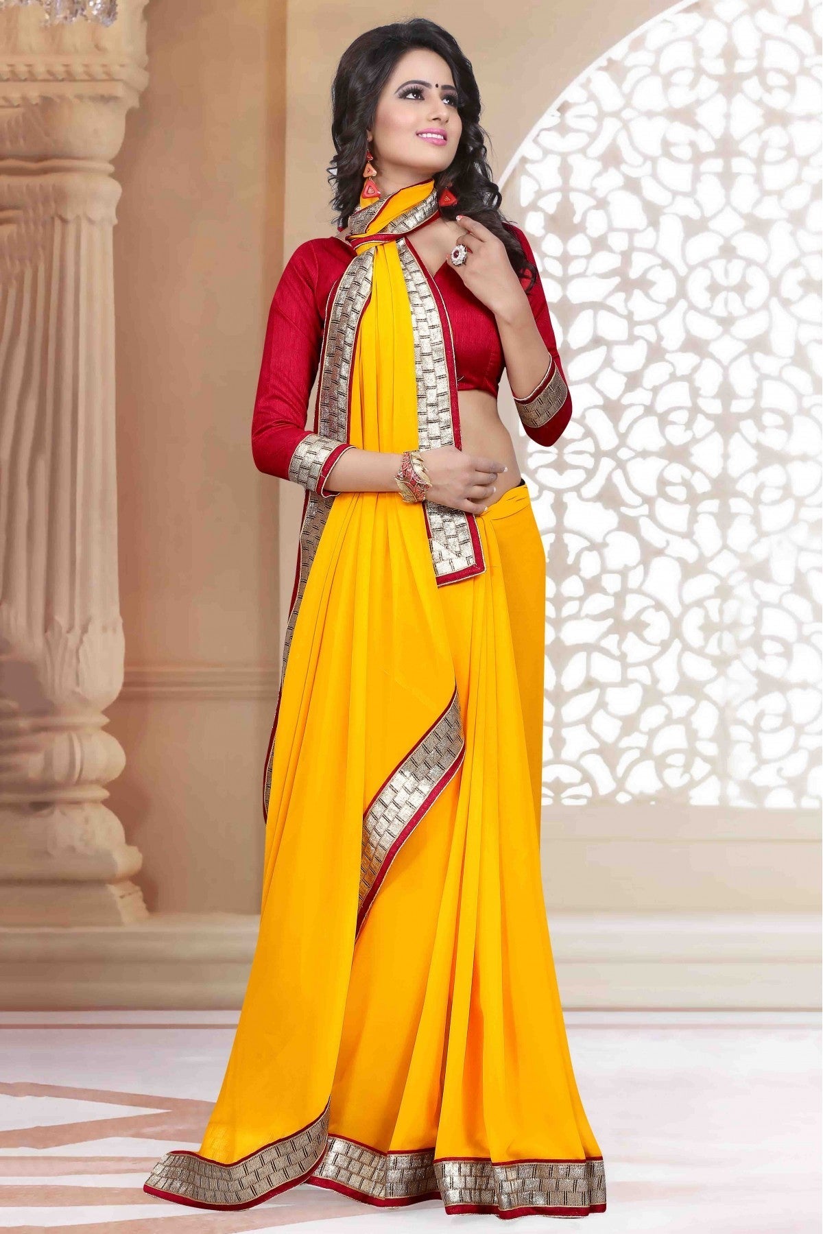 Mustard Colour Georgette Saree